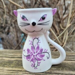 Secla Pottery Portugal Cat Egg Cup Vintage